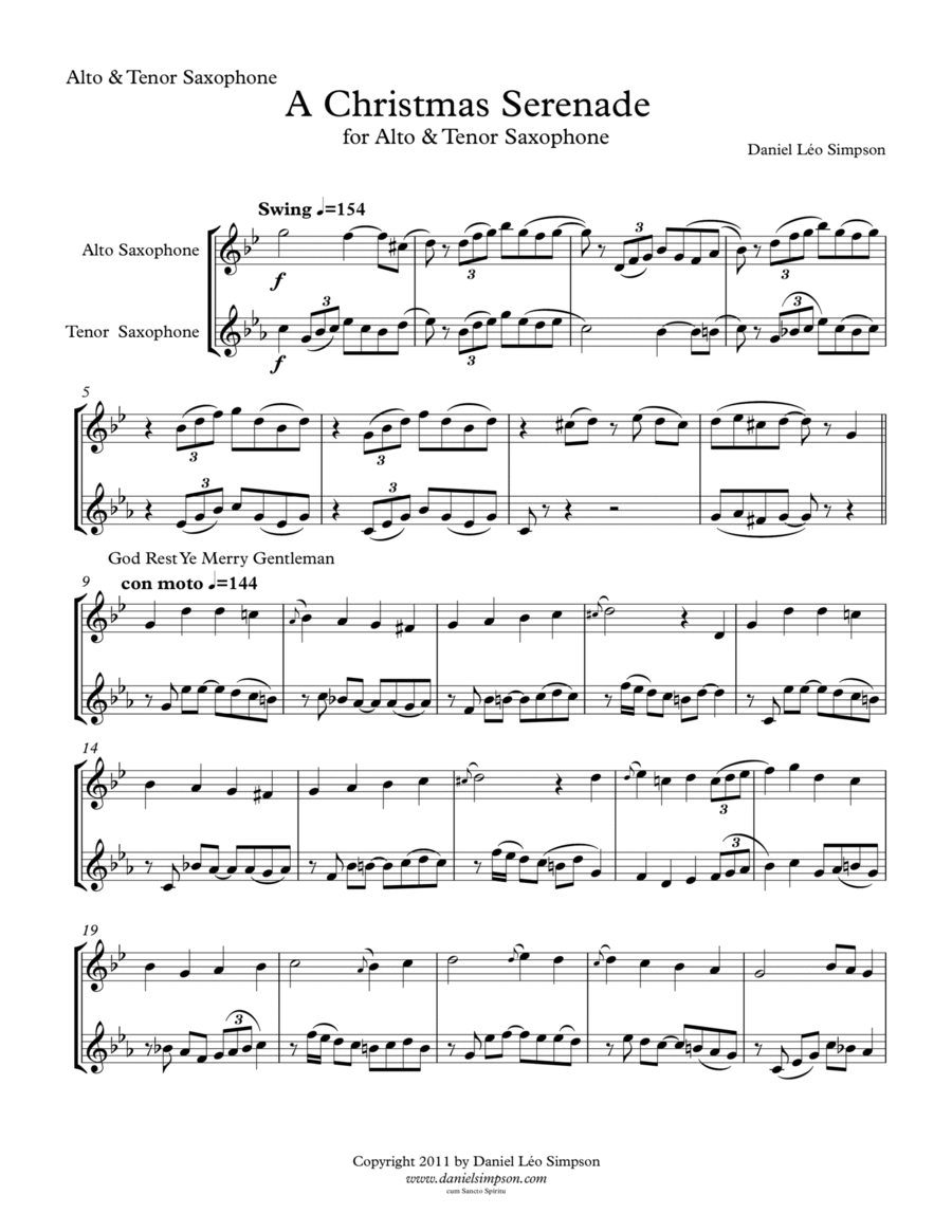 Christmas Serenade - Alto & Tenor Sax Dues Woodwind Duet scores gallery preview page 1