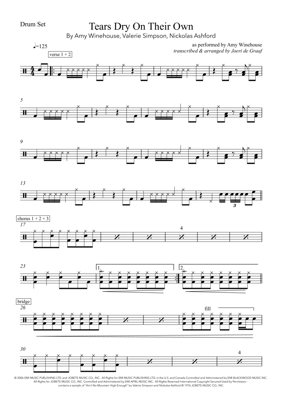 Tears Dry On Their Own Tears Dry On Their Own Drum Set scores gallery preview page 1