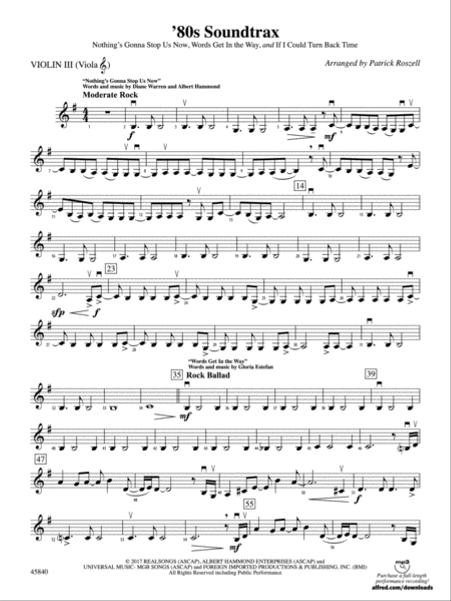 '80s Soundtrax: 3rd Violin (Viola [TC]) String Orchestra scores gallery preview page 1