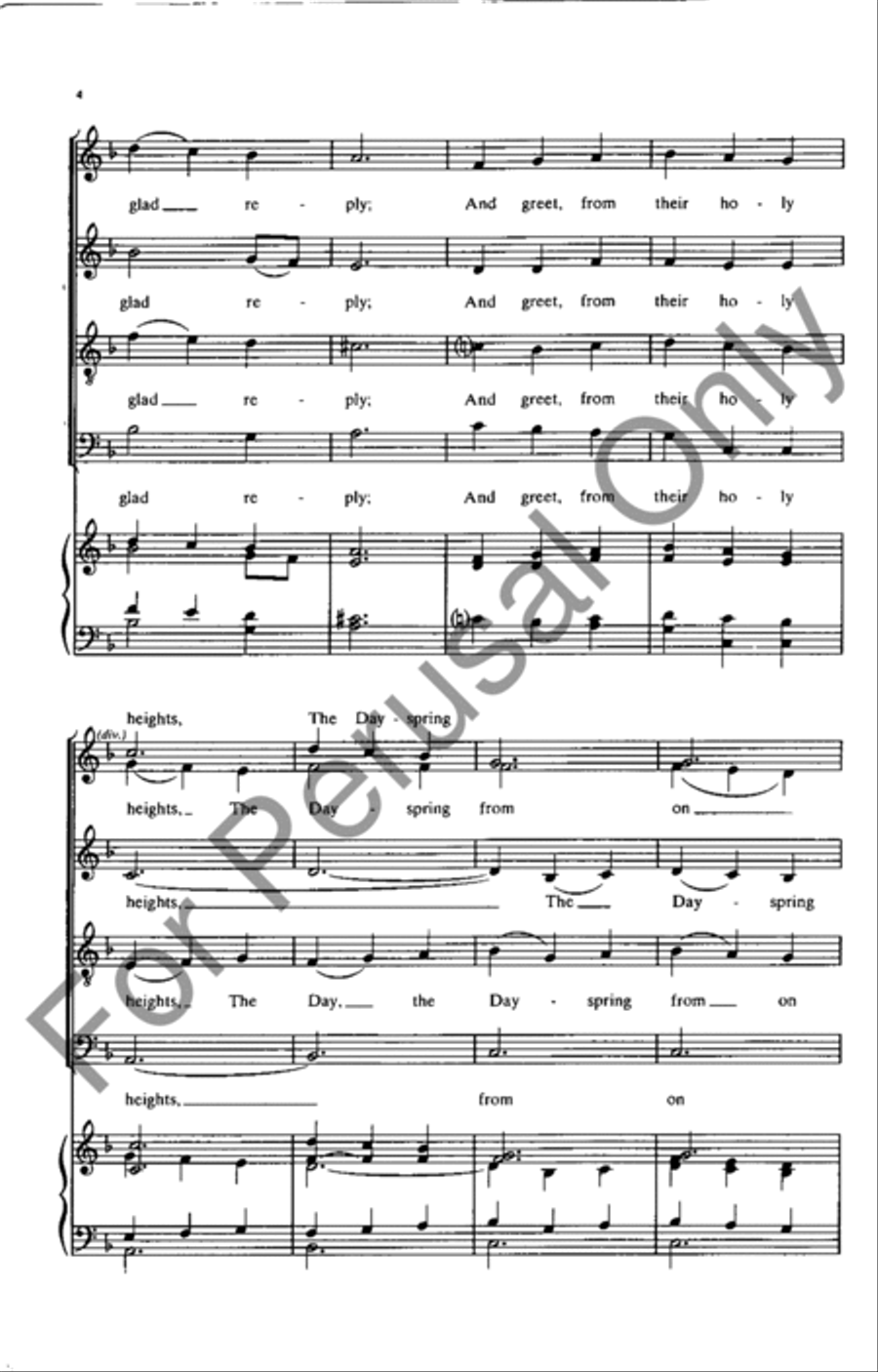 Calm On The List'ning Ear Of Night 4-Part scores gallery preview page 4