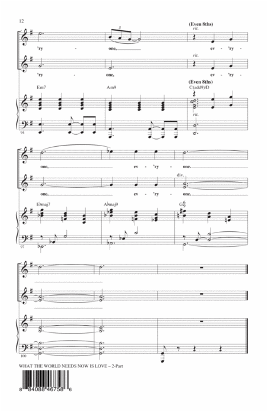 What The World Needs Now Is Love (arr. Roger Emerson) 2-Part scores gallery preview page 11