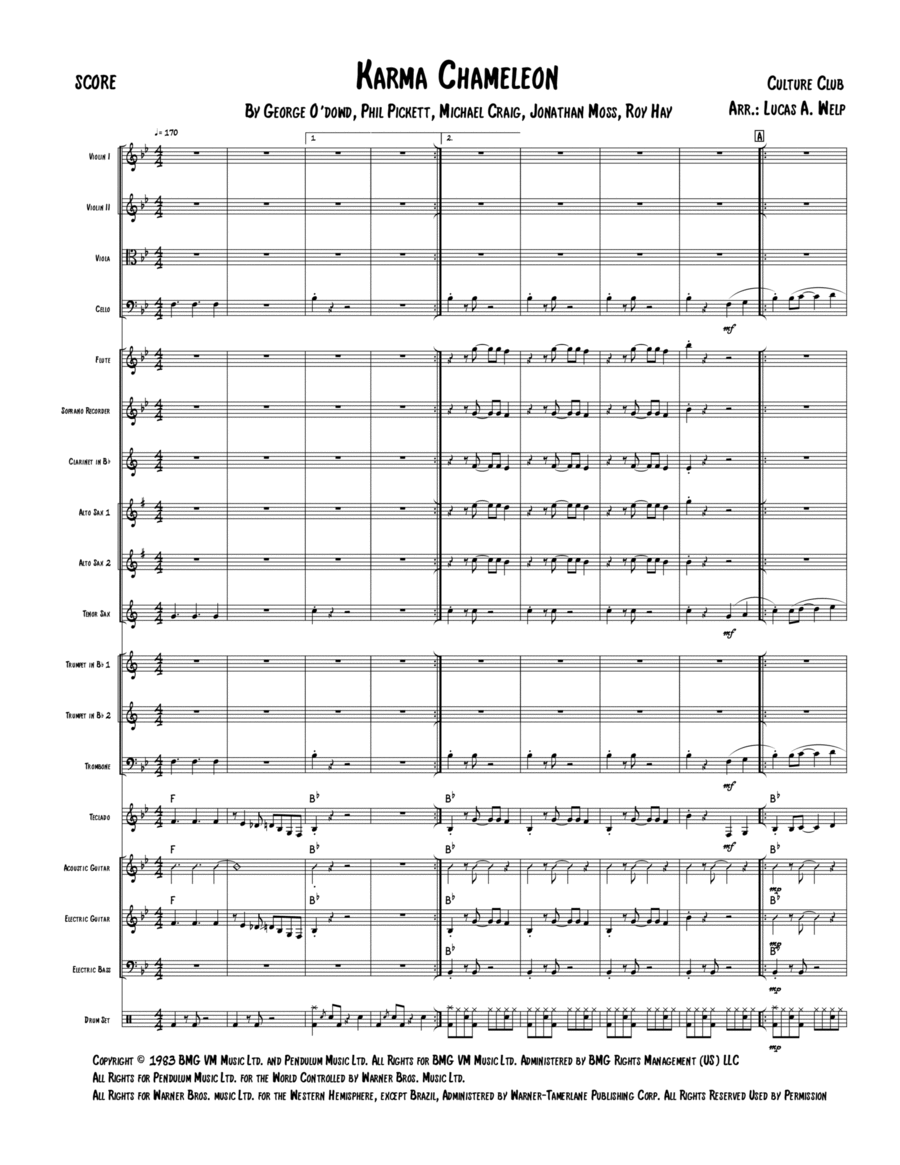 Karma Chameleon Concert Band scores gallery preview page 1