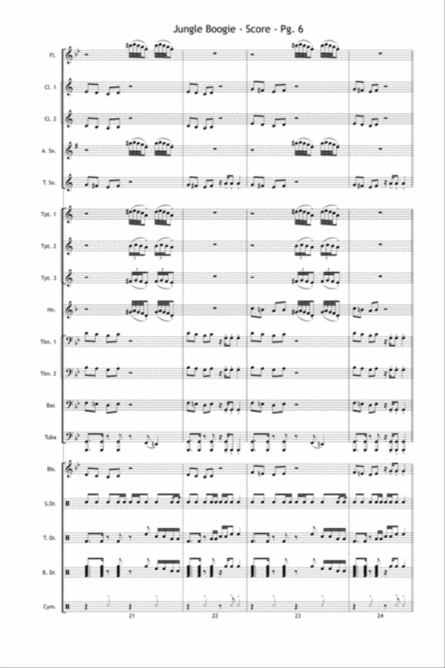 Jungle Boogie Jungle Boogie Marching Band scores gallery preview page 7
