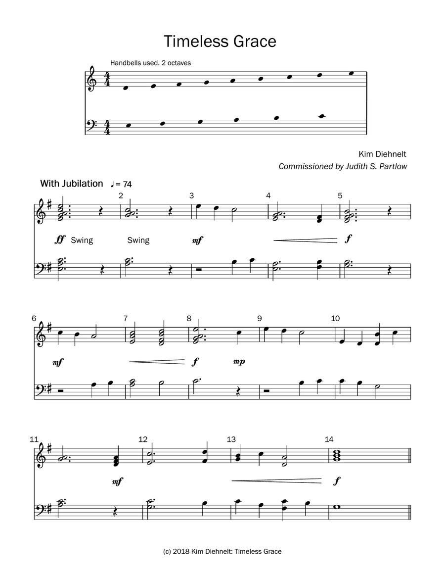 Diehnelt: Timeless Grace - for 2-octave handbell choir 2-Octaves scores gallery preview page 2