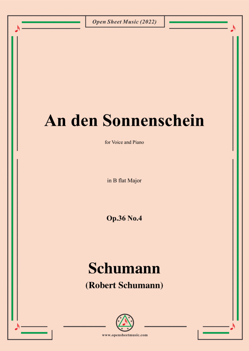 Schumann-An den Sonnenschein,Op.36 No.4 in B flat Major,for Voice and Piano
