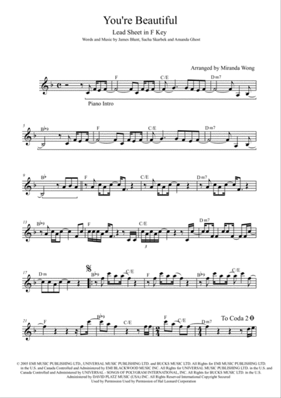 You're Beautiful Large Ensemble scores gallery preview page 2