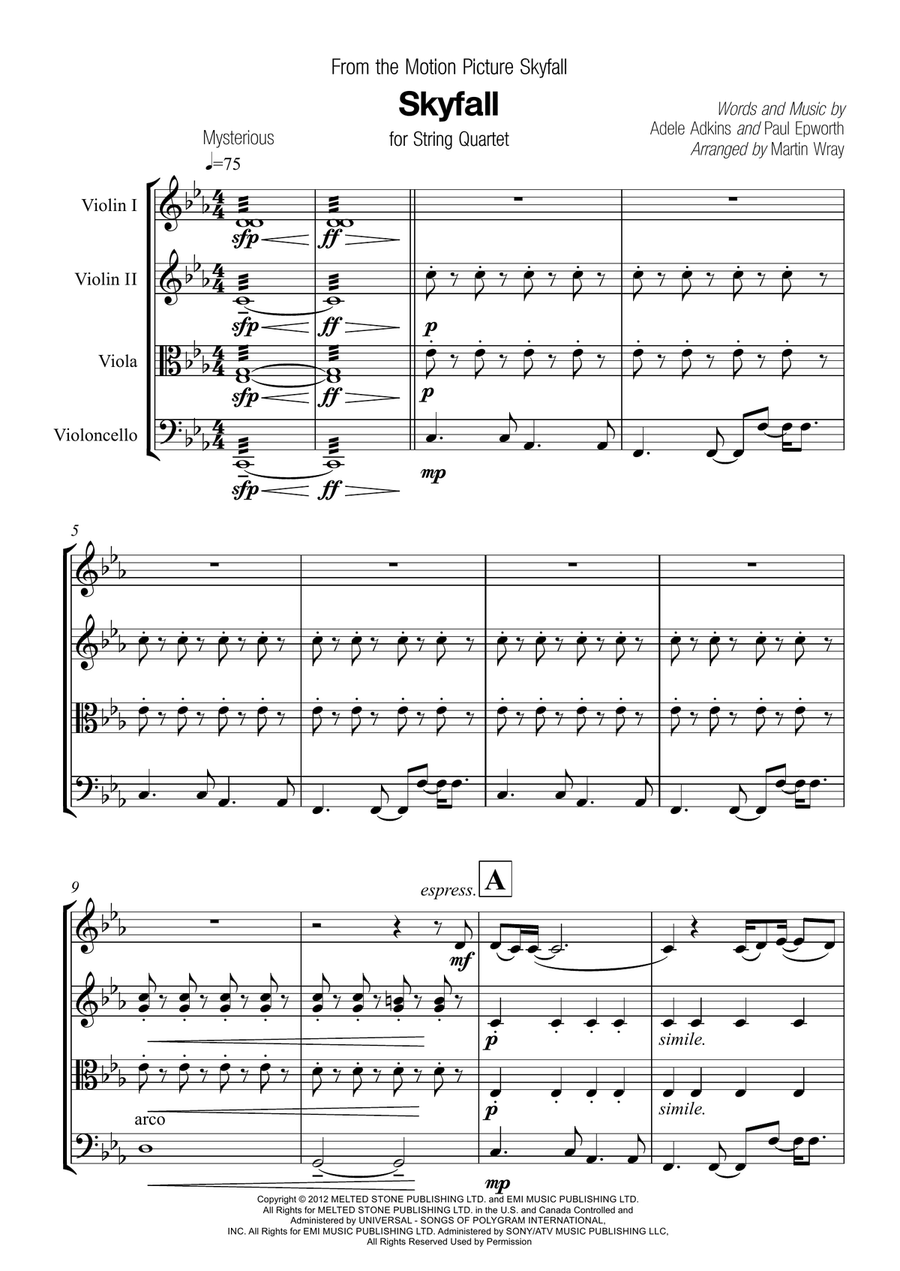 Skyfall String Quartet scores gallery preview page 1
