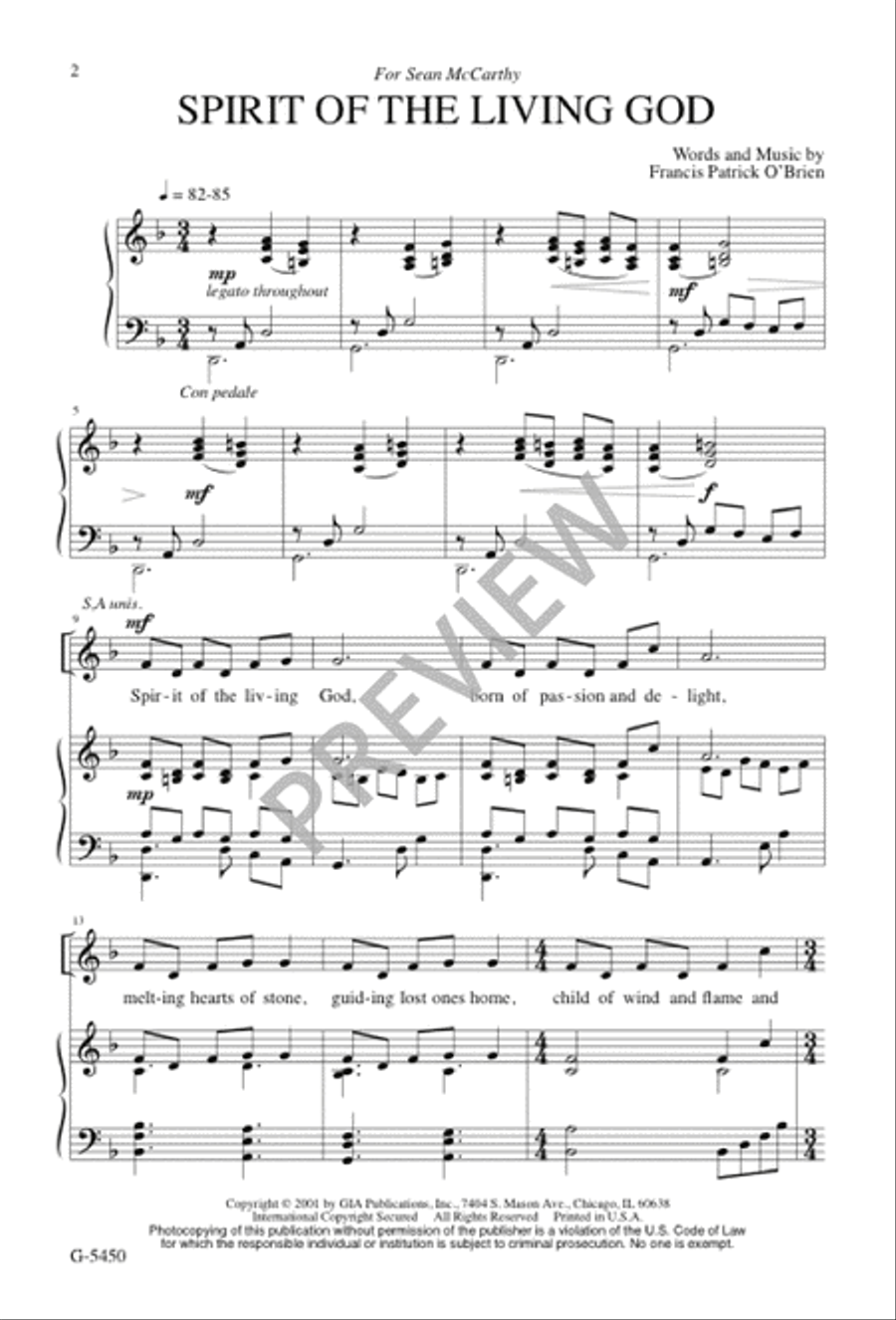 Spirit of the Living God 4-Part scores gallery preview page 1