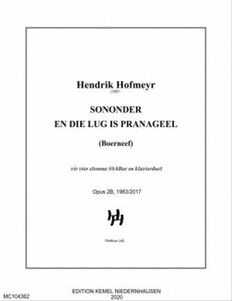 Sononder en die lug is pranageel Choir scores gallery preview page 1