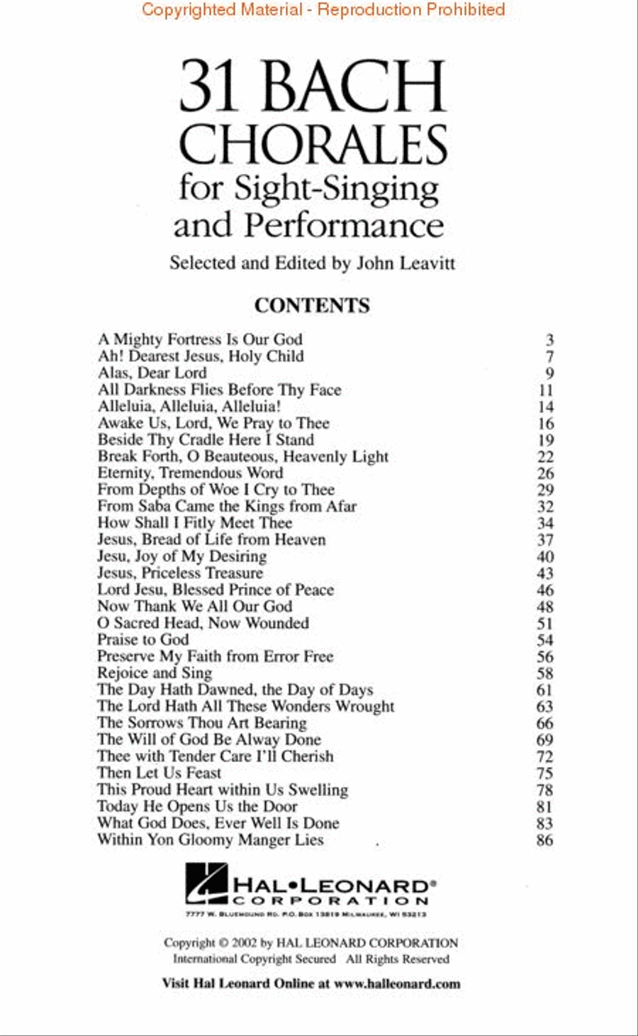 31 Bach Chorales for Sight-Singing and Performance image number null