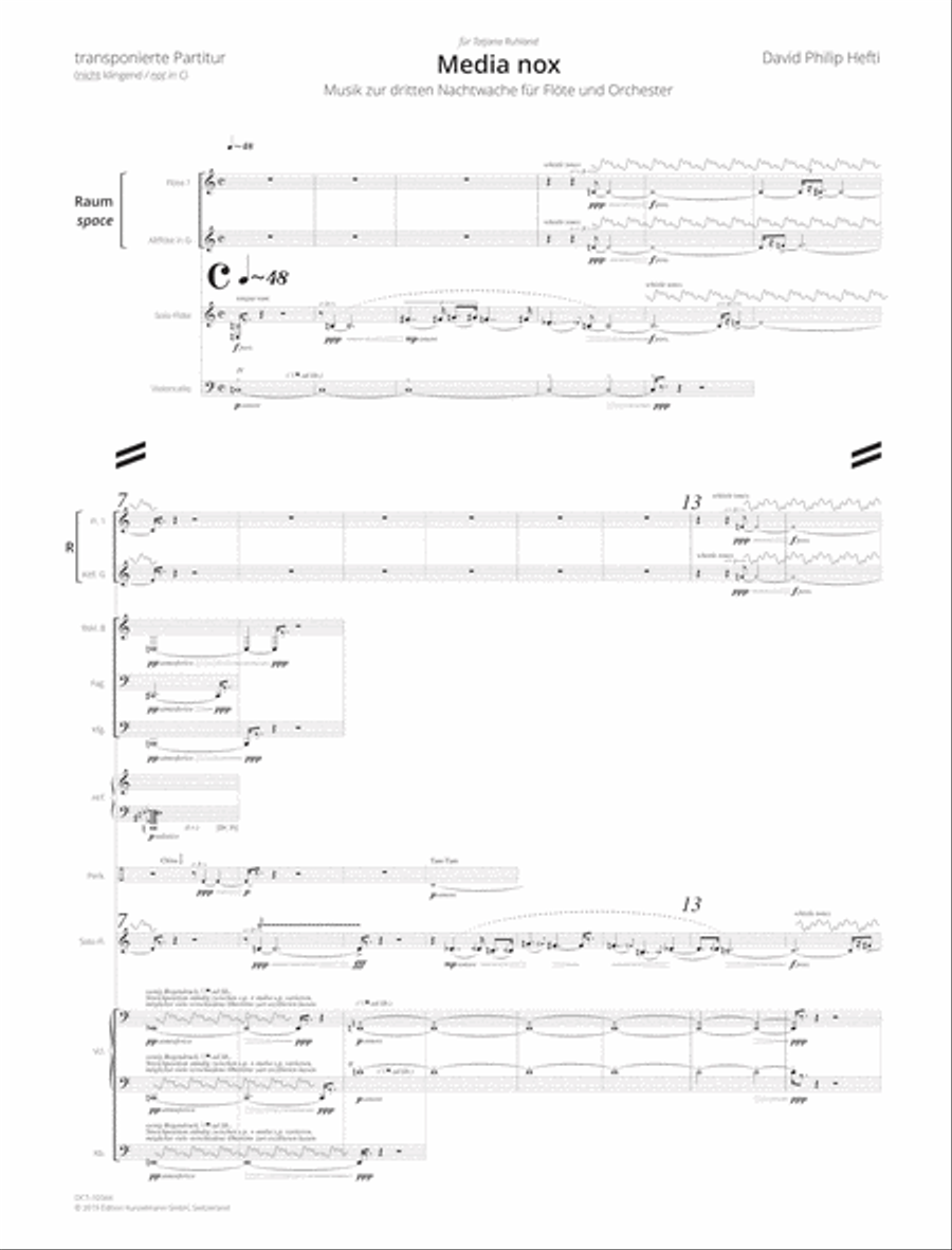 Media nox, Music for the third nocturnal vigil for flute and orchestra Orchestra scores gallery preview page 2