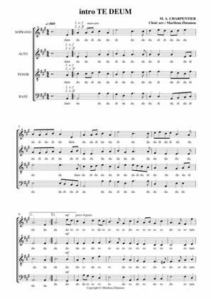 M. A. Charpentier, intro TE DEUM, for SATB choir a cappella