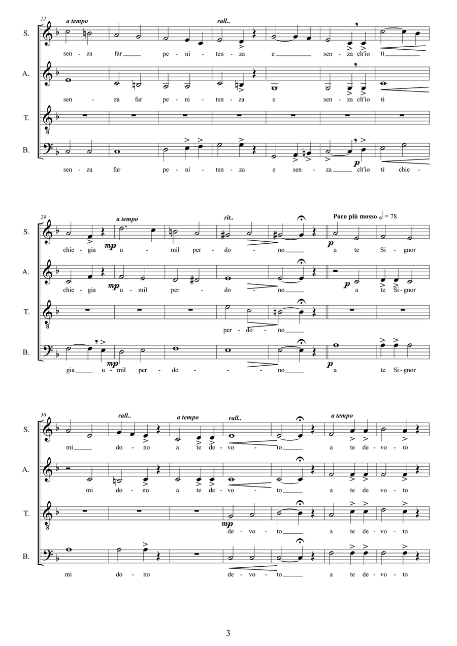 Ferma Signore, attesta - Madrigale sacro per voci miste a cappella 4-Part scores gallery preview page 3