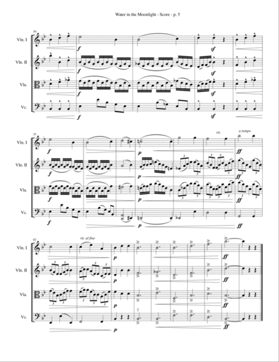 Thomas Wiggins - Water in the Moonlight - Black Composers, Classical Quartets String Quartet scores gallery preview page 5