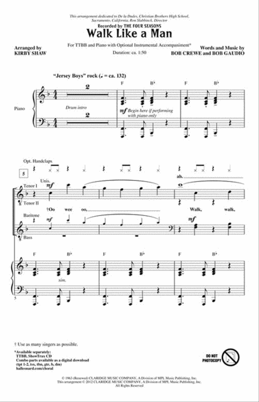 Walk Like a Man Choir scores gallery preview page 2