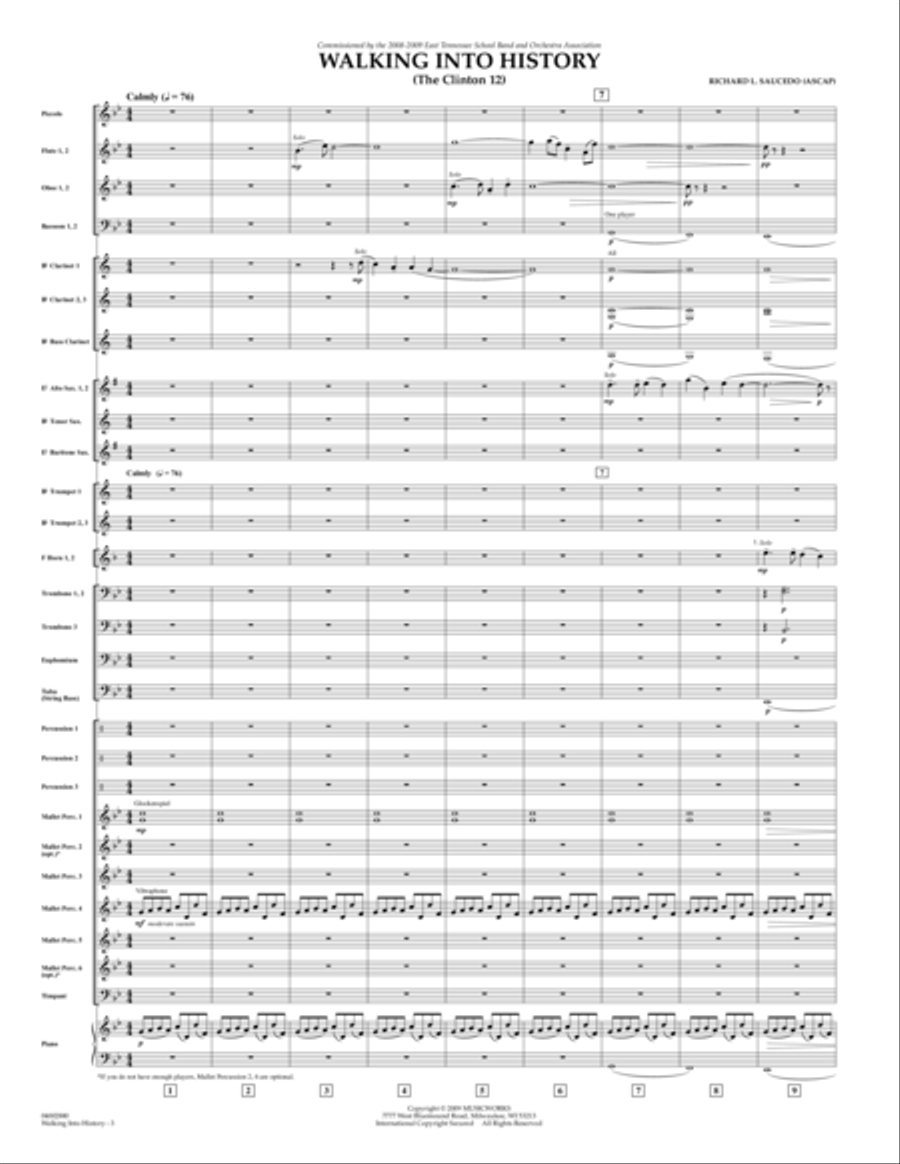 Walking into History (The Clinton 12) - Full Score Concert Band scores gallery preview page 3