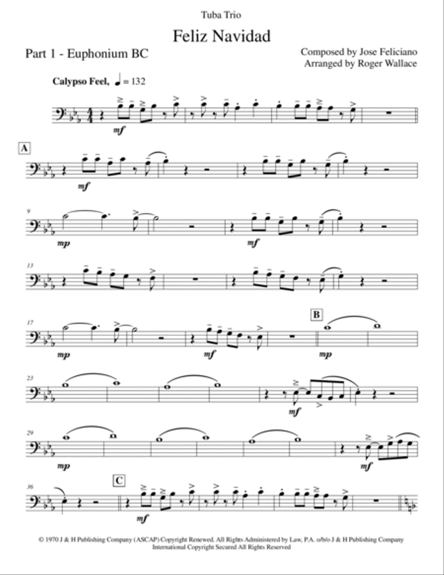 Feliz Navidad Brass Trio scores gallery preview page 6