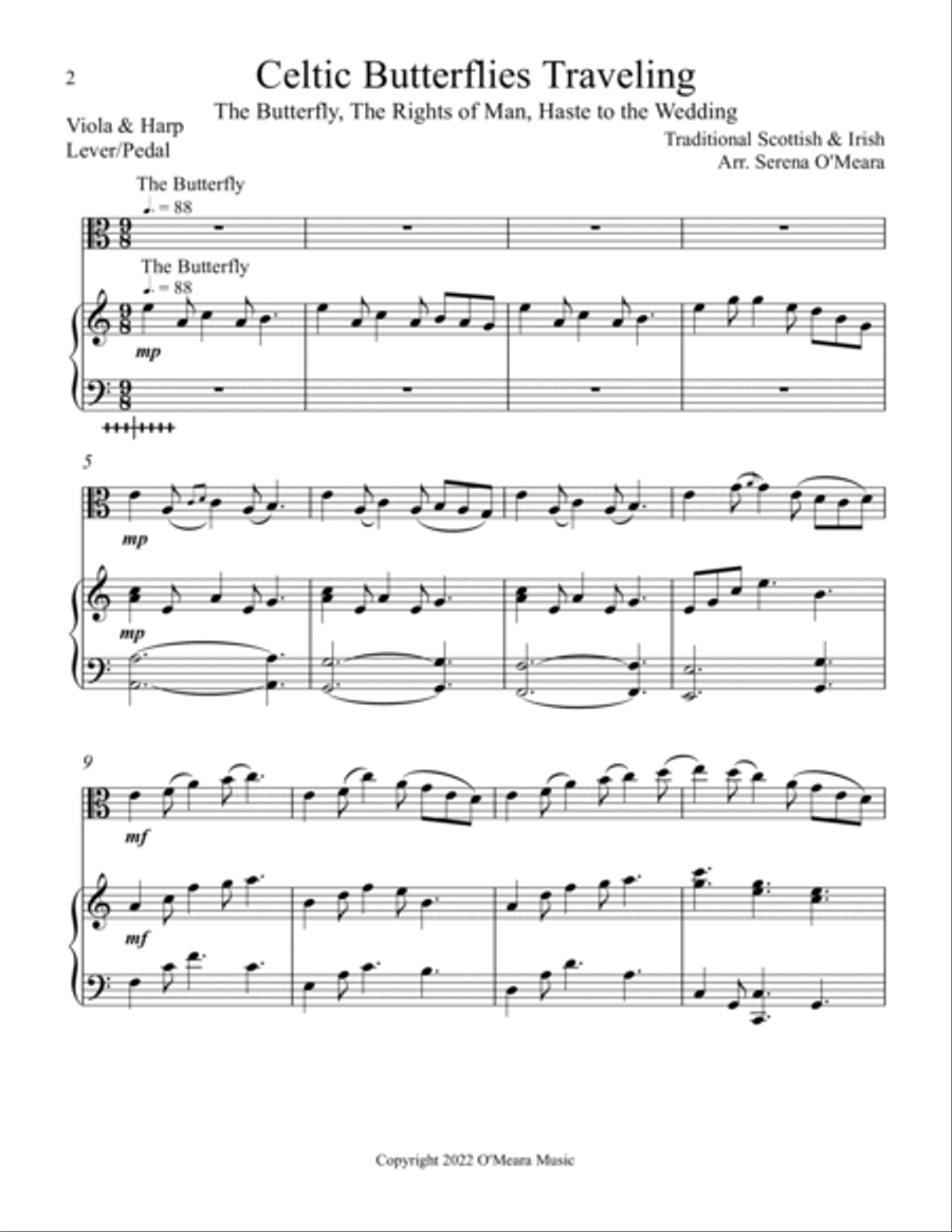 Celtic Butterflies Traveling, Duet for Viola and Harp