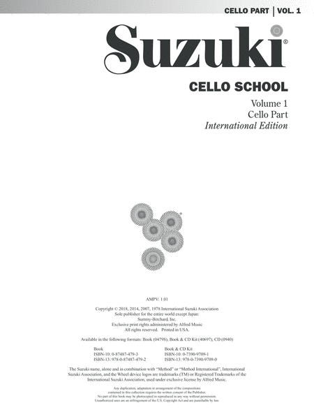 Suzuki Cello School, Volume 1 by Dr. Shinichi Suzuki Cello - Sheet Music