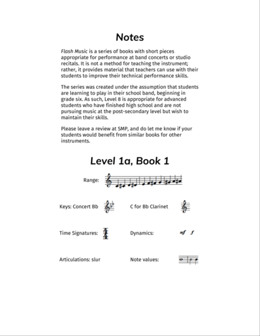 Flash Music for Clarinet - Level 1a, Book 1 B-Flat Clarinet scores gallery preview page 3