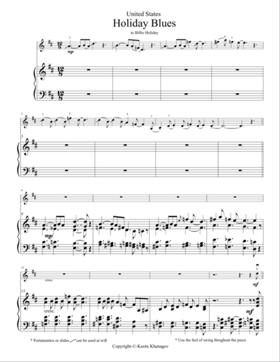Holiday Blues Holiday Blues Violin Solo scores gallery preview page 1