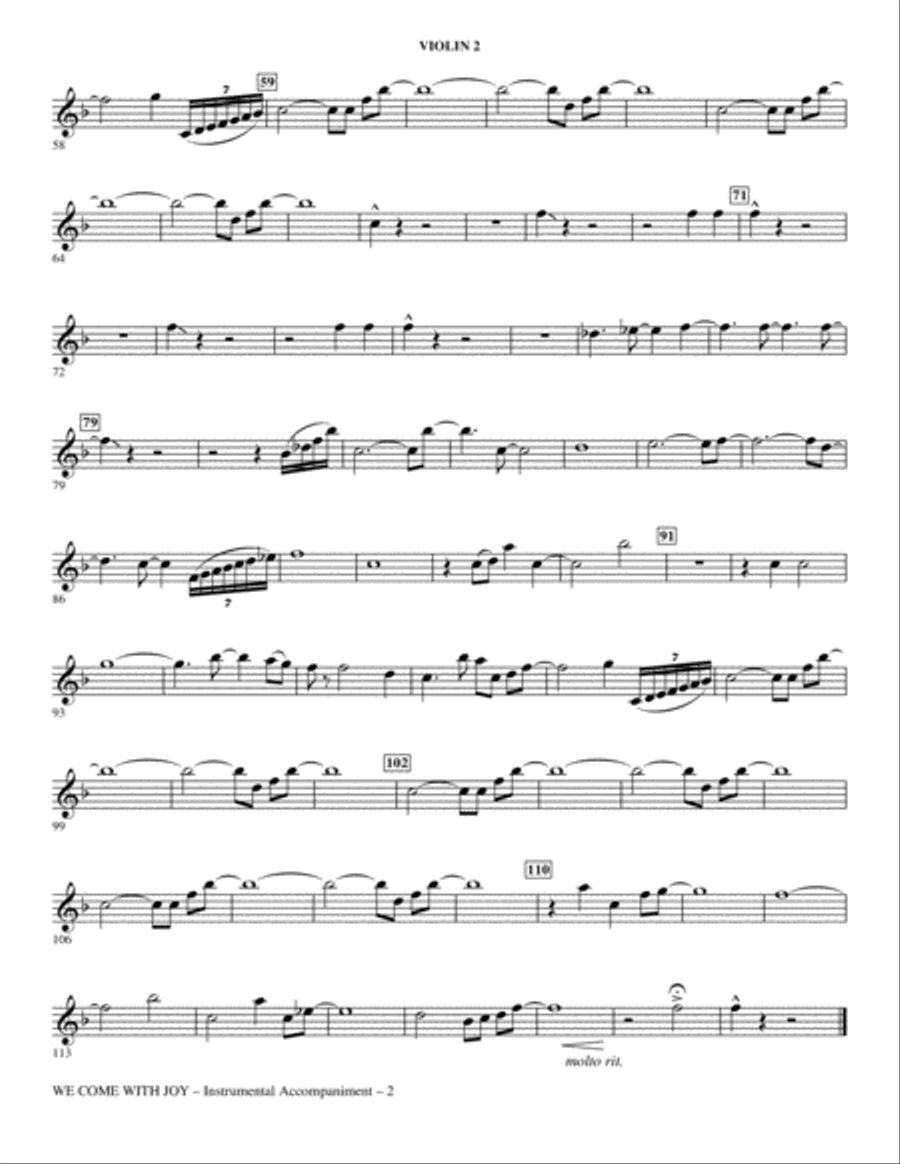 We Come With Joy Orchestration - Violin 2 Choir scores gallery preview page 2