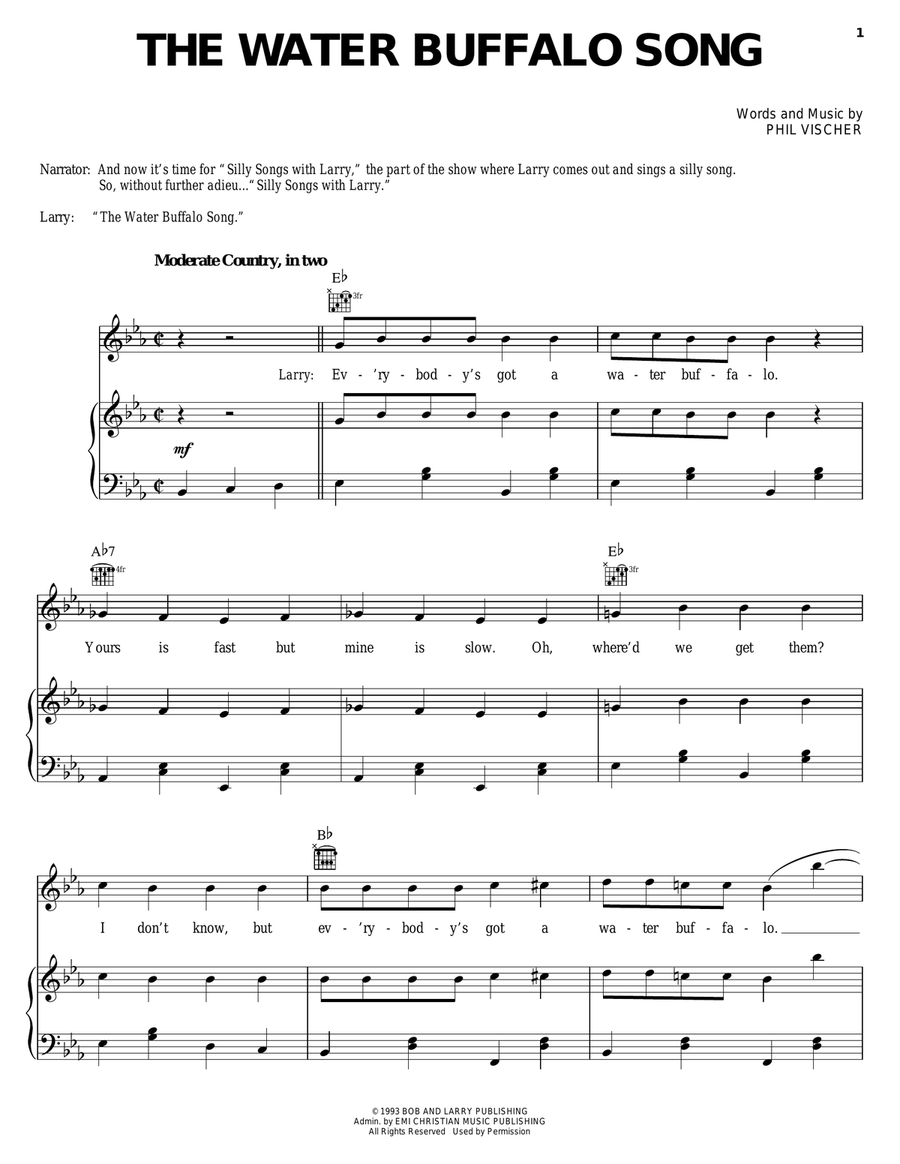 The Water Buffalo Song The Water Buffalo Song Piano, Vocal, Guitar scores gallery preview page 1