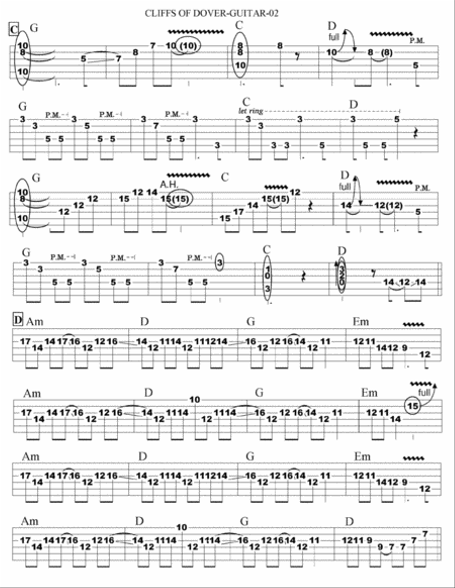 Cliffs Of Dover Guitar Tablature scores gallery preview page 2