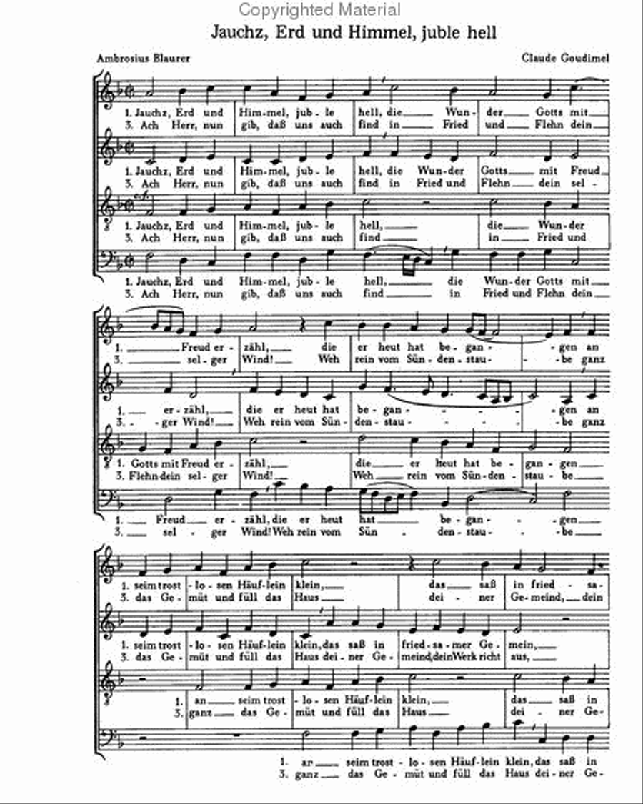 Goudimel: Jauchz, Erd und Himmel; Vulpius: O Heiliger Geist Score scores gallery preview page 2