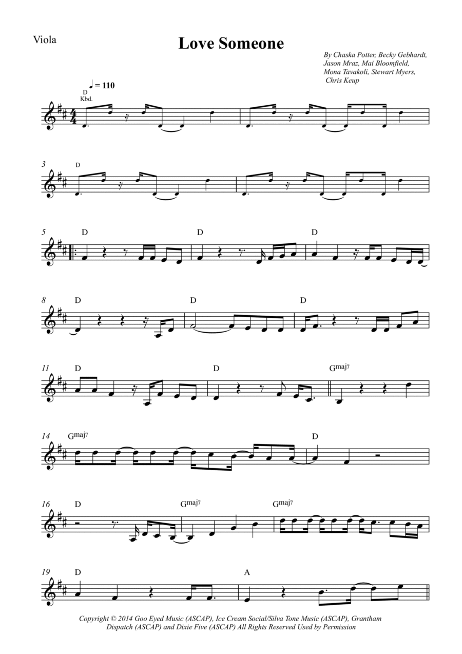 Love Someone Love Someone Viola Solo scores gallery preview page 1