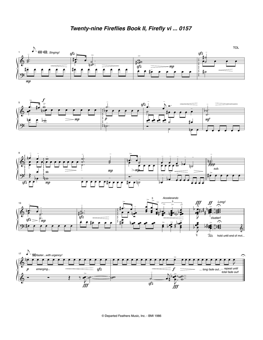 Twenty-nine Fireflies Book II, Firefly vi 0157 Piano Solo scores gallery preview page 1