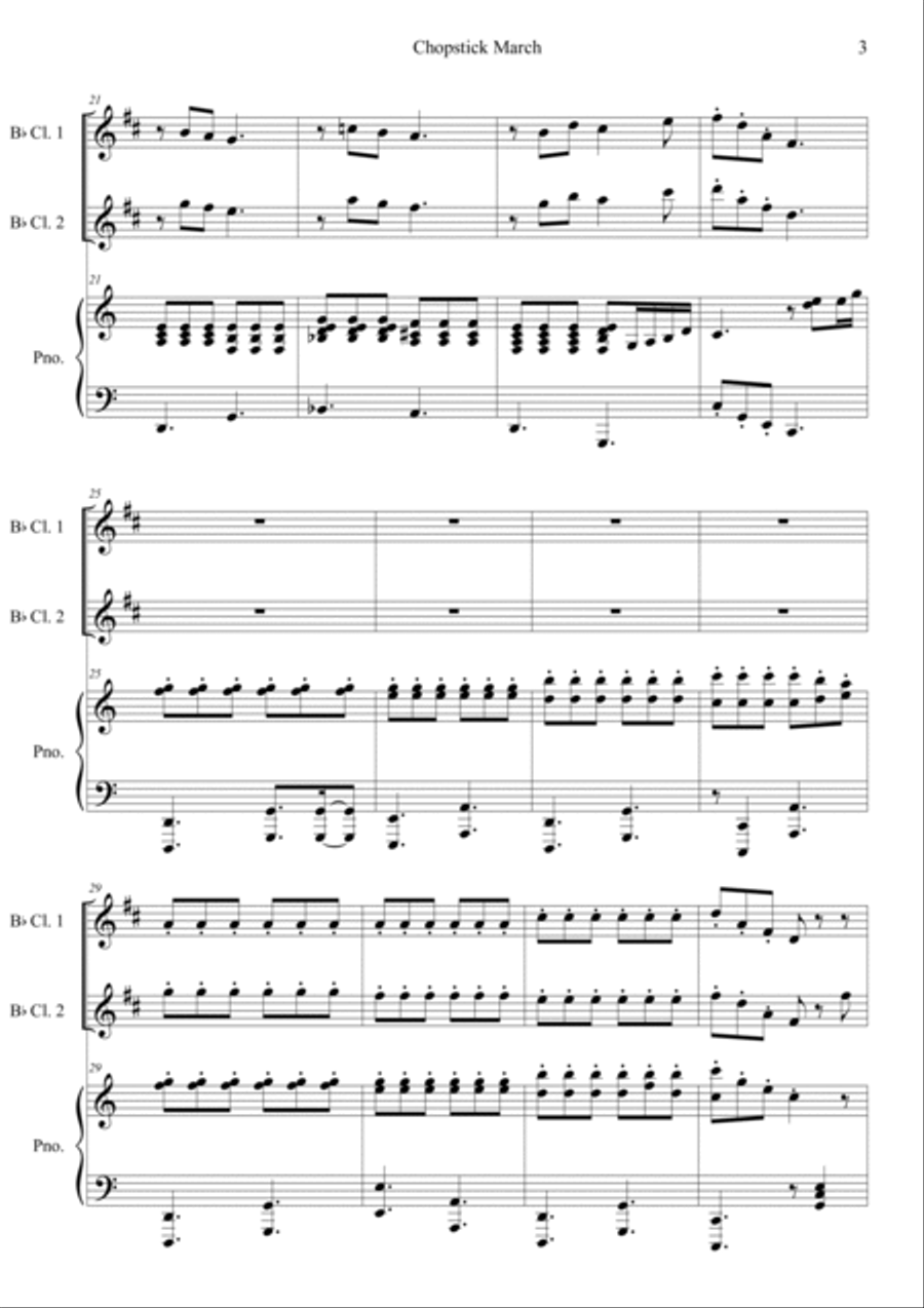 Chopstick March Clarinet Duet scores gallery preview page 3