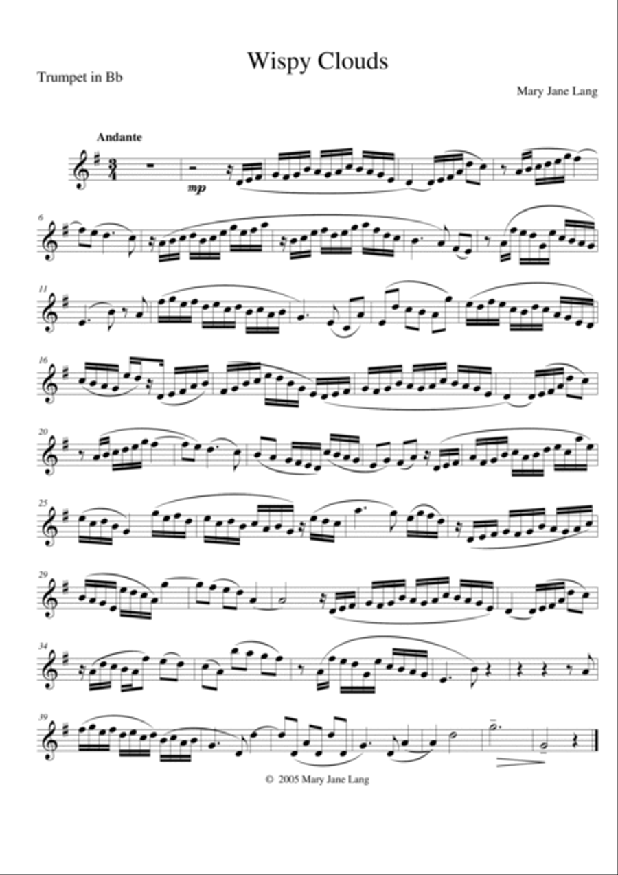 Wispy Clouds for Trumpet and Piano Trumpet Solo scores gallery preview page 3
