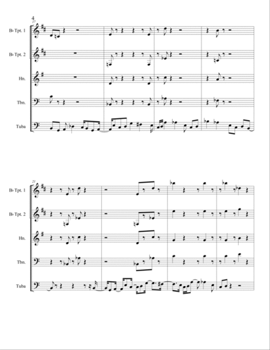 Three and One-Half Movements for Brass; Movement I Etude with 'tude. Brass Ensemble scores gallery preview page 4
