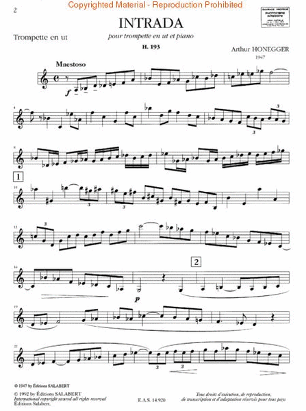 Intrada pour trompette en Ut et piano (H.193) image number null