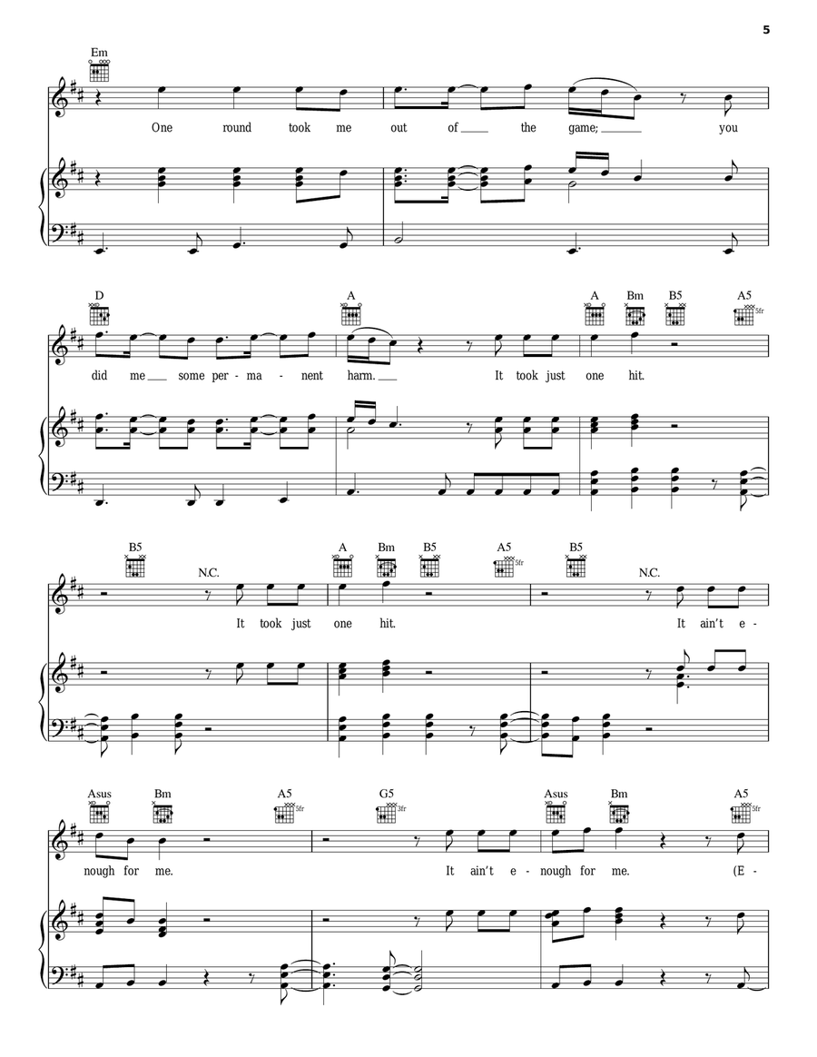 One Hit (To The Body) One Hit (To The Body) Piano, Vocal, Guitar scores gallery preview page 5