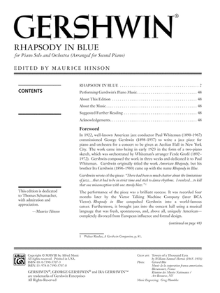 Book cover for Gershiwin: Rhapsody in Blue: For Piano Solo and Orchestra (Arranged for Second Piano) - Piano Duo (2 Pianos, 4 Hands)