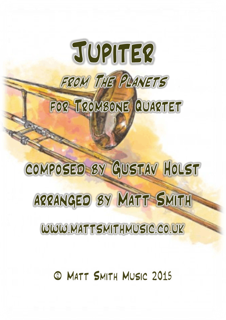 Jupiter from The Planets by Gustav Holst - TROMBONE QUARTET Brass Quartet scores gallery preview page 1