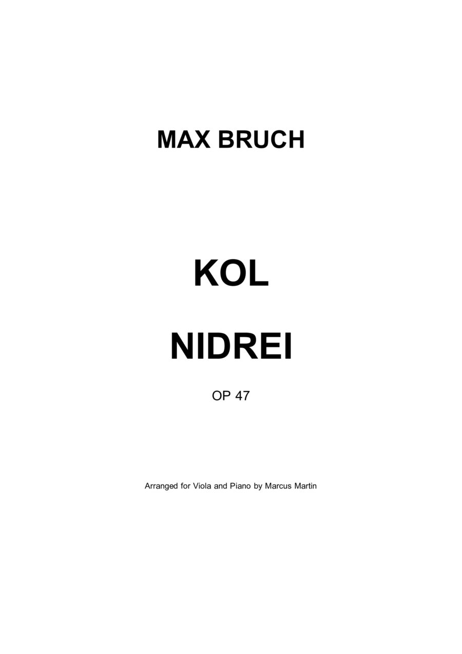 Kol Nidrei arranged for Viola and Piano Piano Accompaniment scores gallery preview page 1