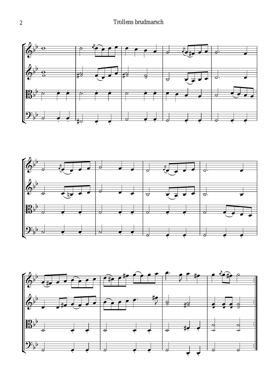 Trollens brudmarsch / Bridal march of the trolls for string quartet String Quartet scores gallery preview page 2