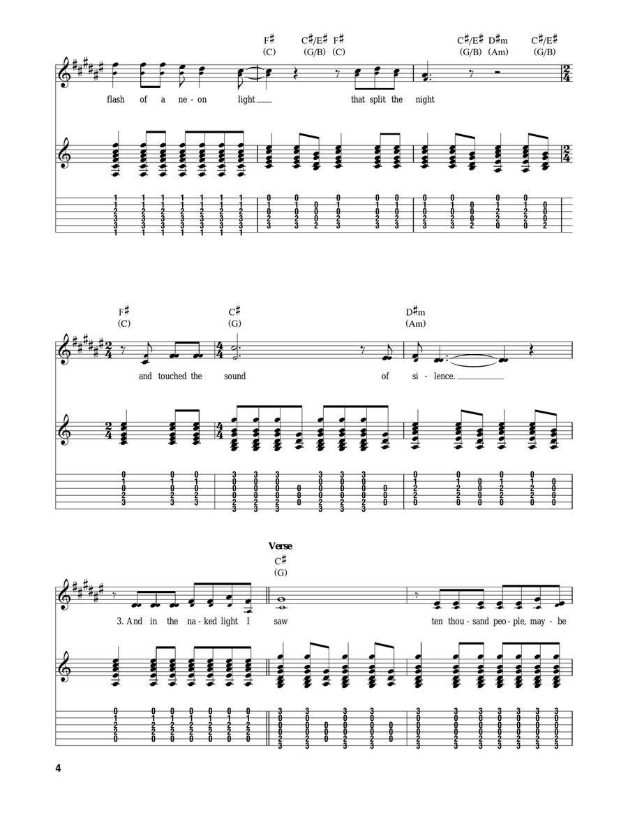 The Sound Of Silence Acoustic Guitar scores gallery preview page 4