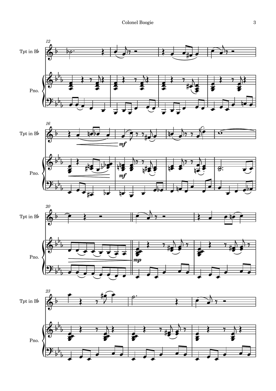 Colonel Boogie B-Flat Trumpet scores gallery preview page 3