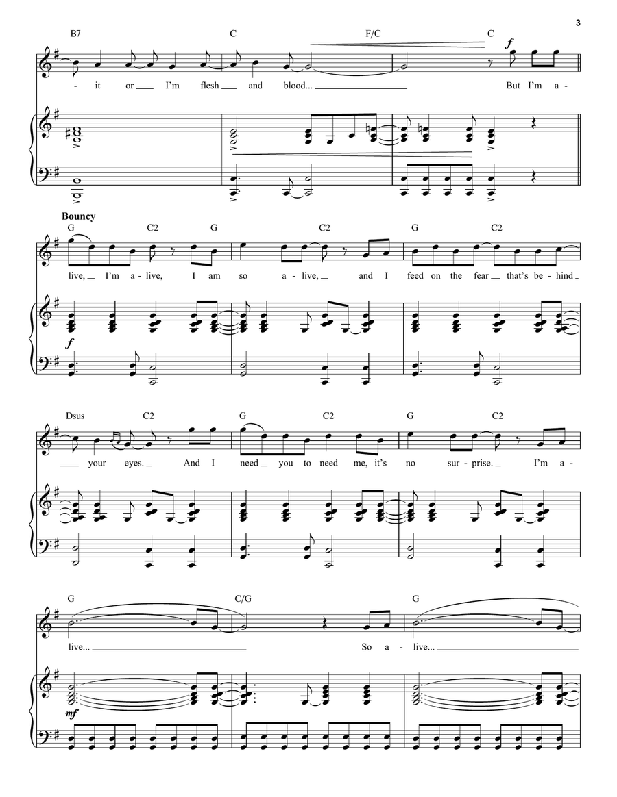 I'm Alive (from Next to Normal) Voice scores gallery preview page 3
