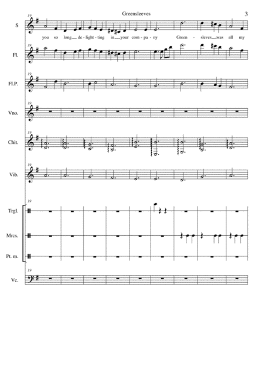 Greenleaves (ensamble and piano) Small Ensemble scores gallery preview page 3
