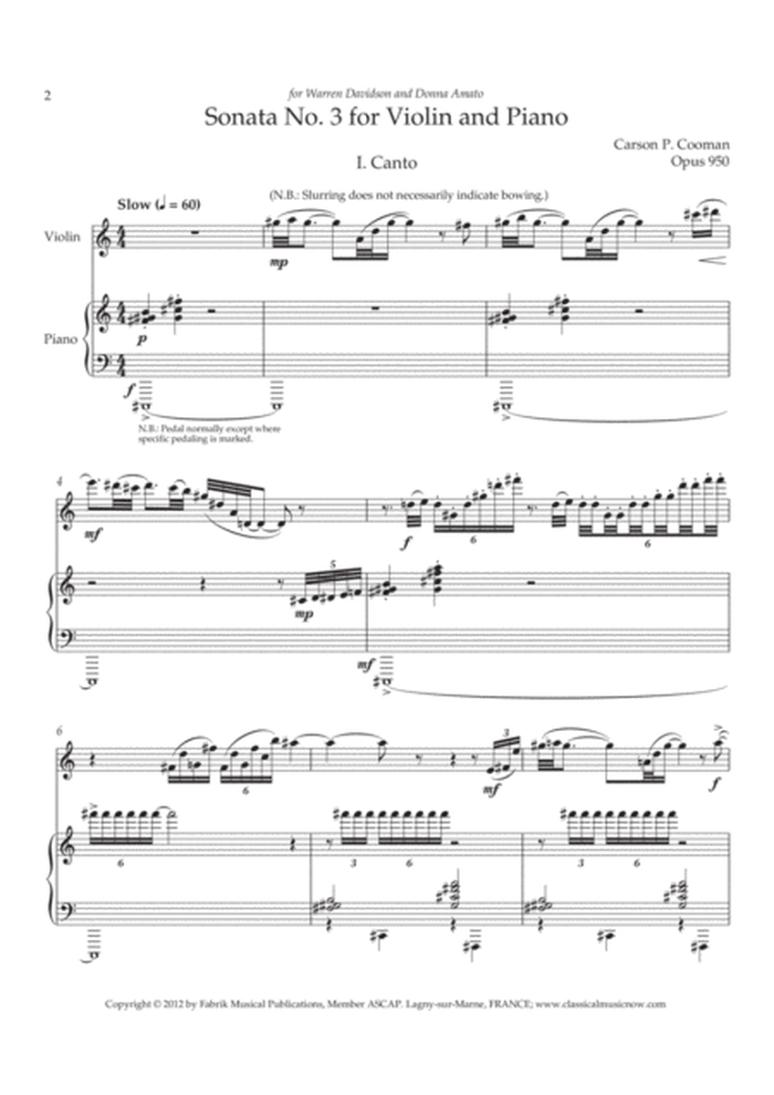 Carson Cooman - Sonata No. 3 for Violin and Piano (2012)