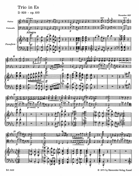 Trio for Piano, Violin and Violoncello E flat major, Op. 100 D 929
