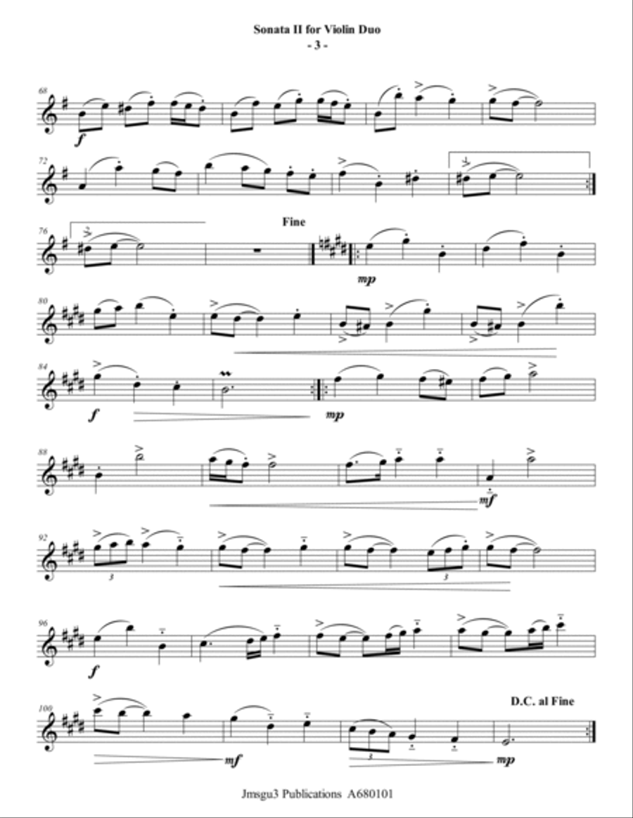 Sammartini: Sonata Op. 1 No. 2 for Violin Duo String Duet scores gallery preview page 3