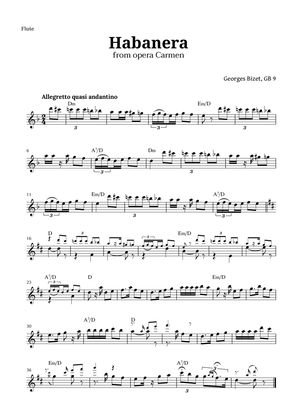 Habanera from Carmen by Bizet for Flute with Chords