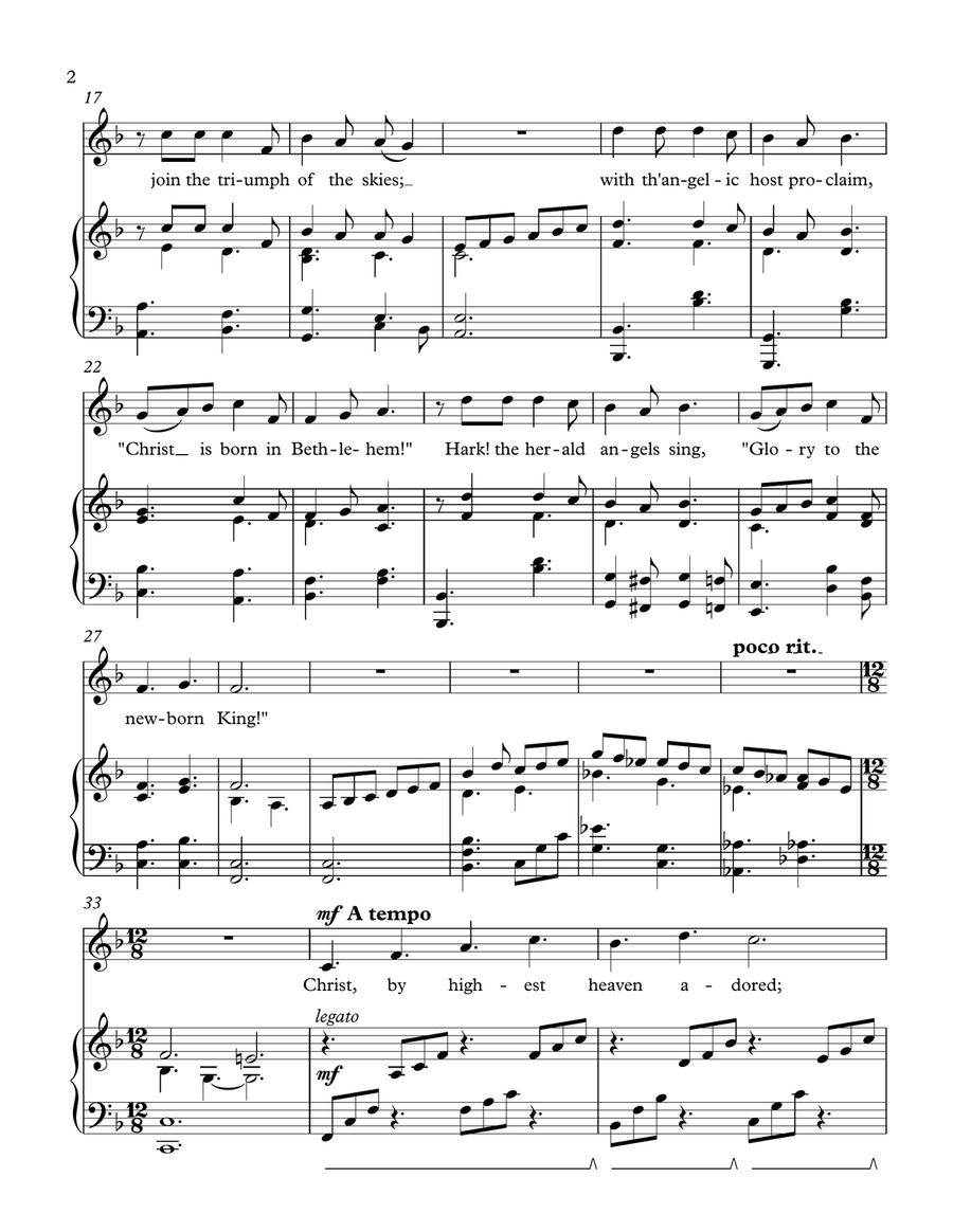Bundle of 3 Titles: Hark the Herald Angels Sing, Away in a Manger, and On Jordan's Bank Voice scores gallery preview page 2