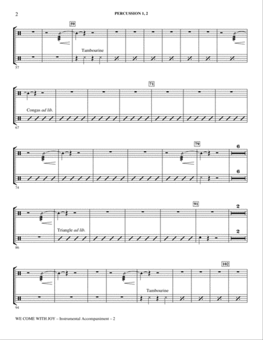We Come With Joy Orchestration - Percussion 1 & 2 Choir scores gallery preview page 2